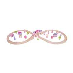 Bigjigs Houten Treinset - Roze, 40dlg.