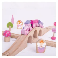 Bigjigs Houten Treinset - Roze, 40dlg.
