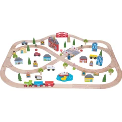 Bigjigs Houten Treinset Stad en Land, 101dlg.