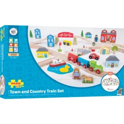 Bigjigs Houten Treinset Stad en Land, 101dlg.