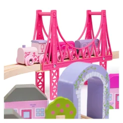 Bigjigs Houten Treinset Stad - Roze