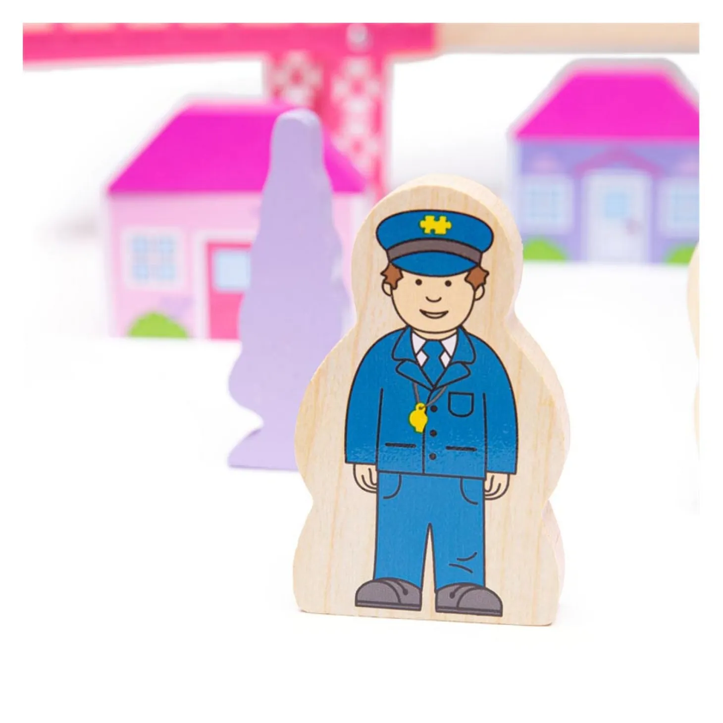 Bigjigs Houten Treinset Stad - Roze