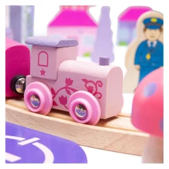 Bigjigs Houten Treinset Stad - Roze