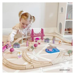 Bigjigs Houten Treinset Stad - Roze