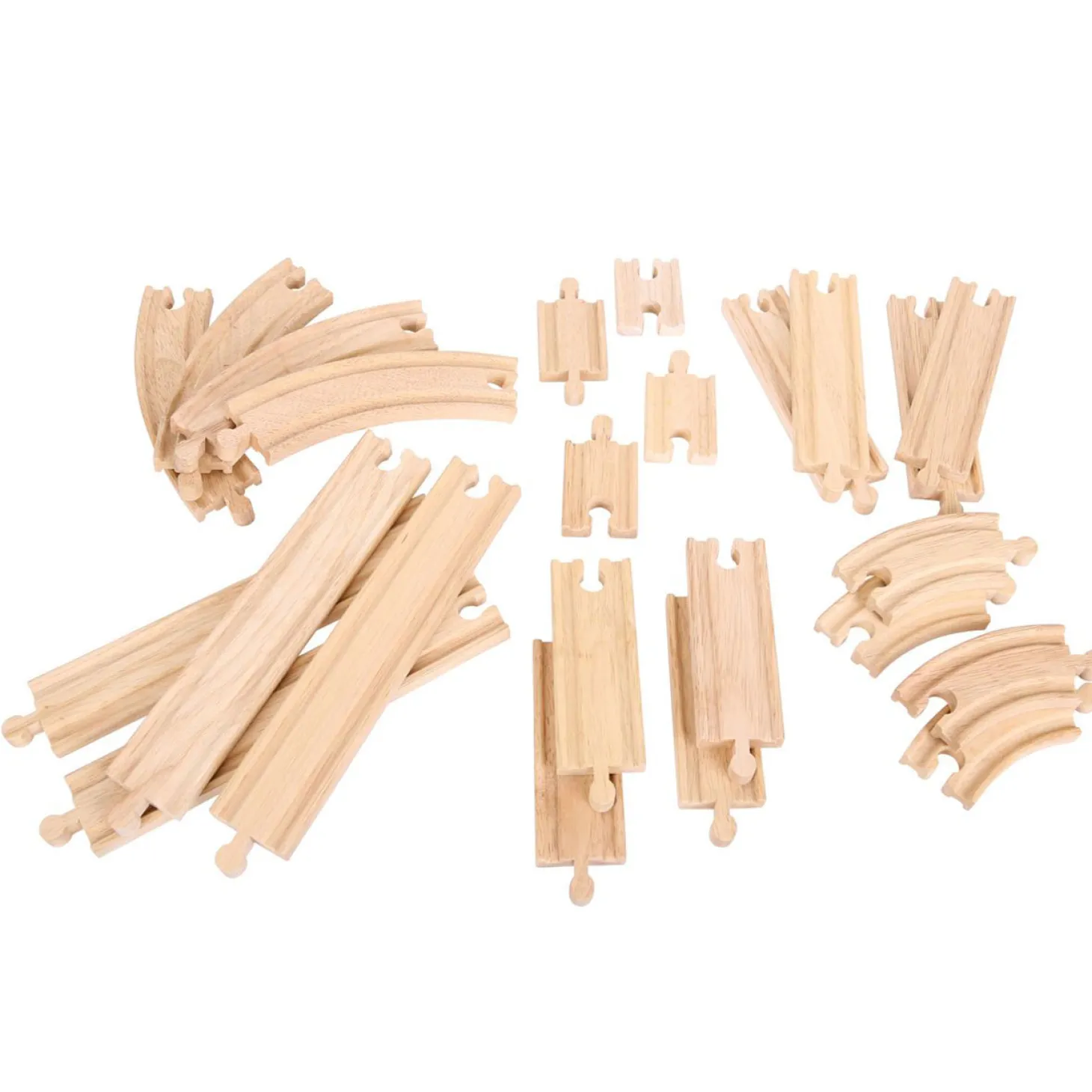 Bigjigs Houten Uitbreidingsset Rails en Bochten, 24dlg.