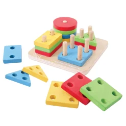 Bigjigs Houten Vormen Stapelspel, 17dlg.