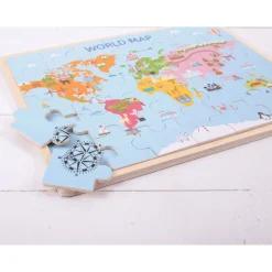 Bigjigs Houten Wereldkaart Puzzel, 35dlg.