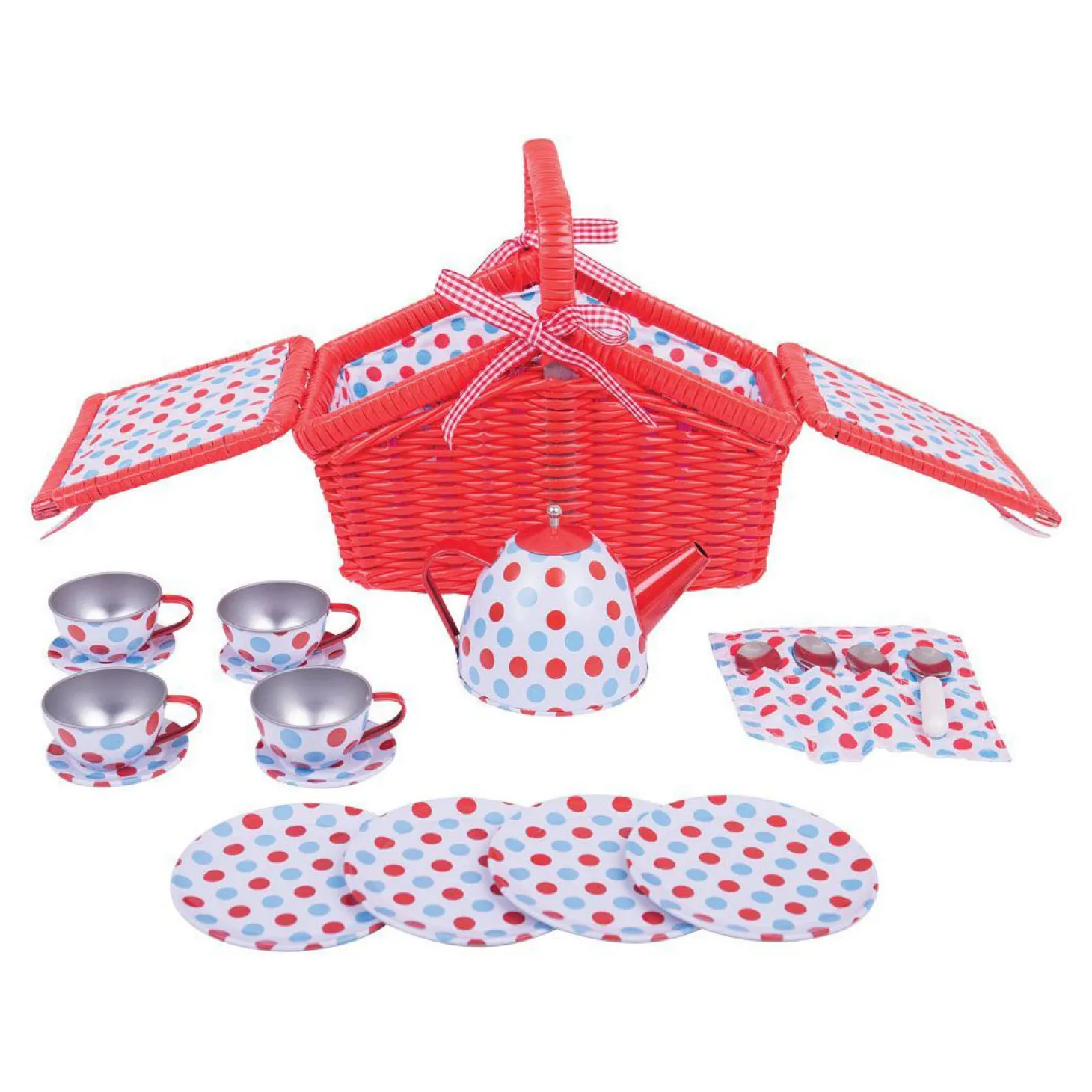 Bigjigs Theeservies in Rode Opbergmand