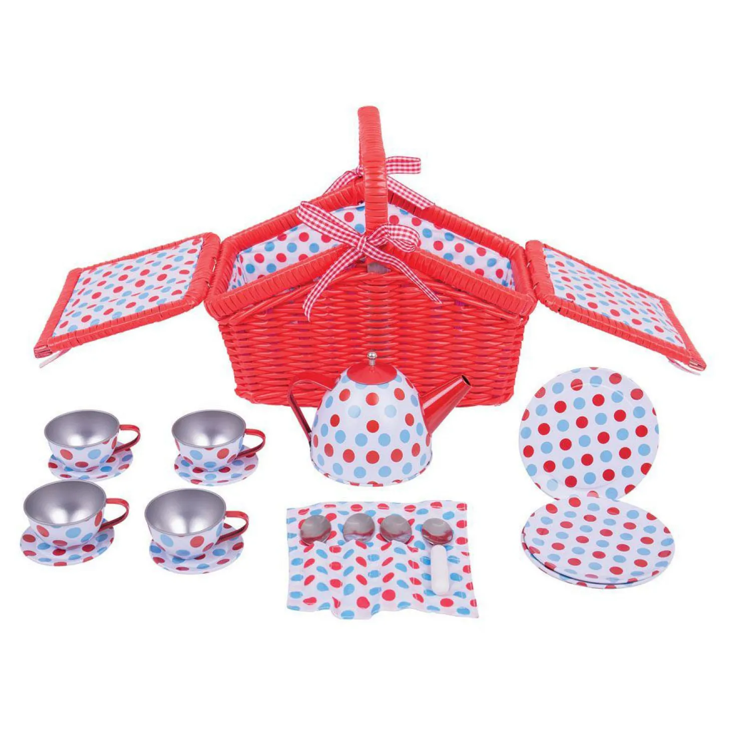 Bigjigs Theeservies in Rode Opbergmand