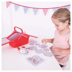 Bigjigs Theeservies in Rode Opbergmand