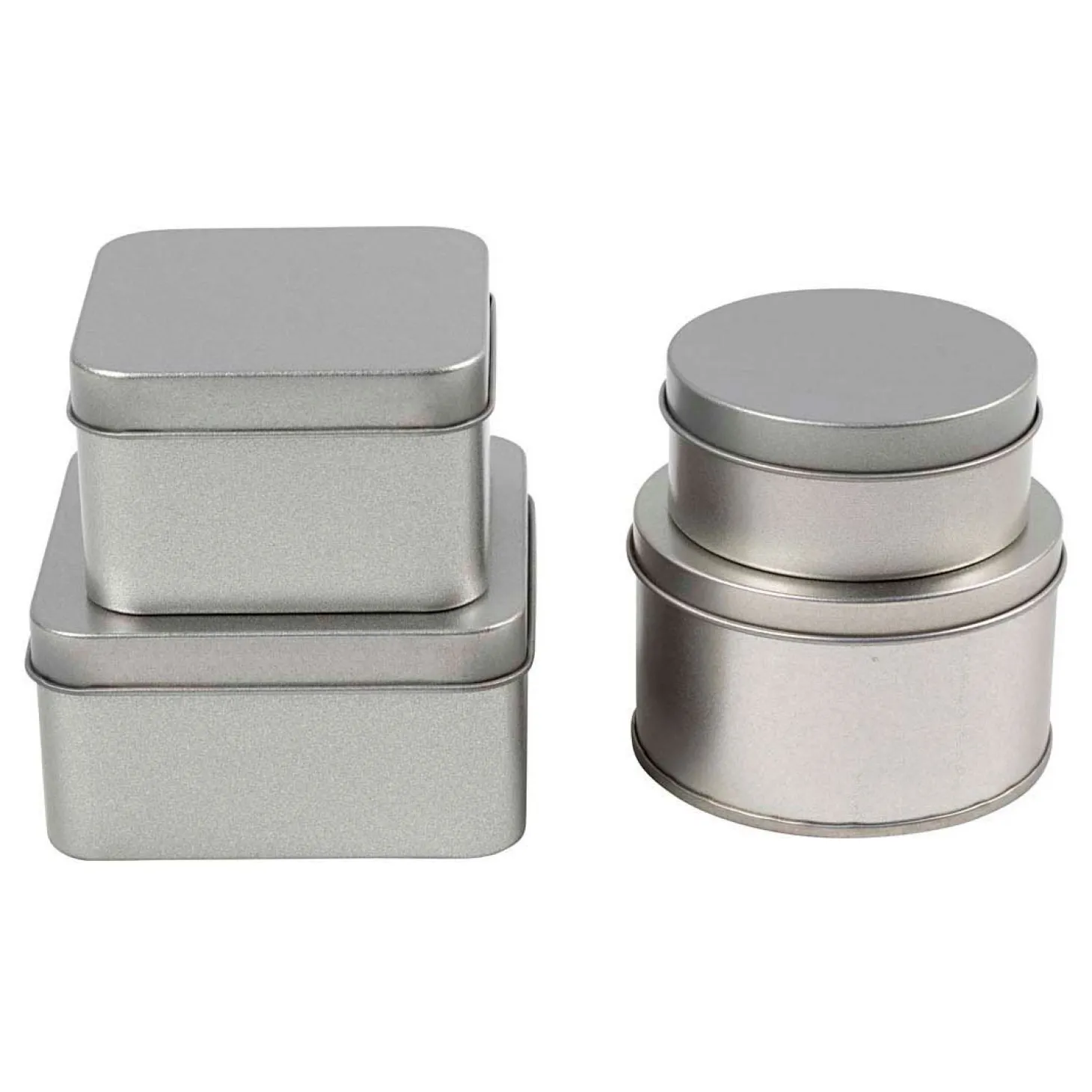 Blikjes Cirkel en Vierkant - 4st.