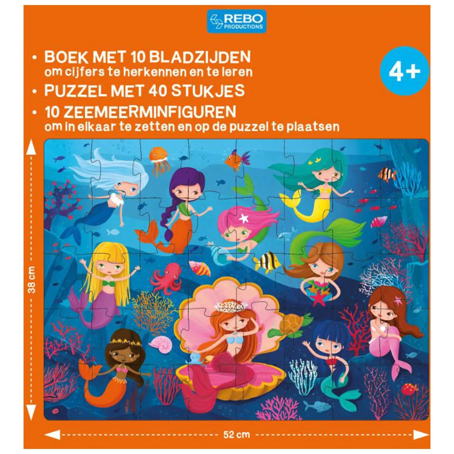 Boek, Puzzel + 10 Figuren - Zeemeermin