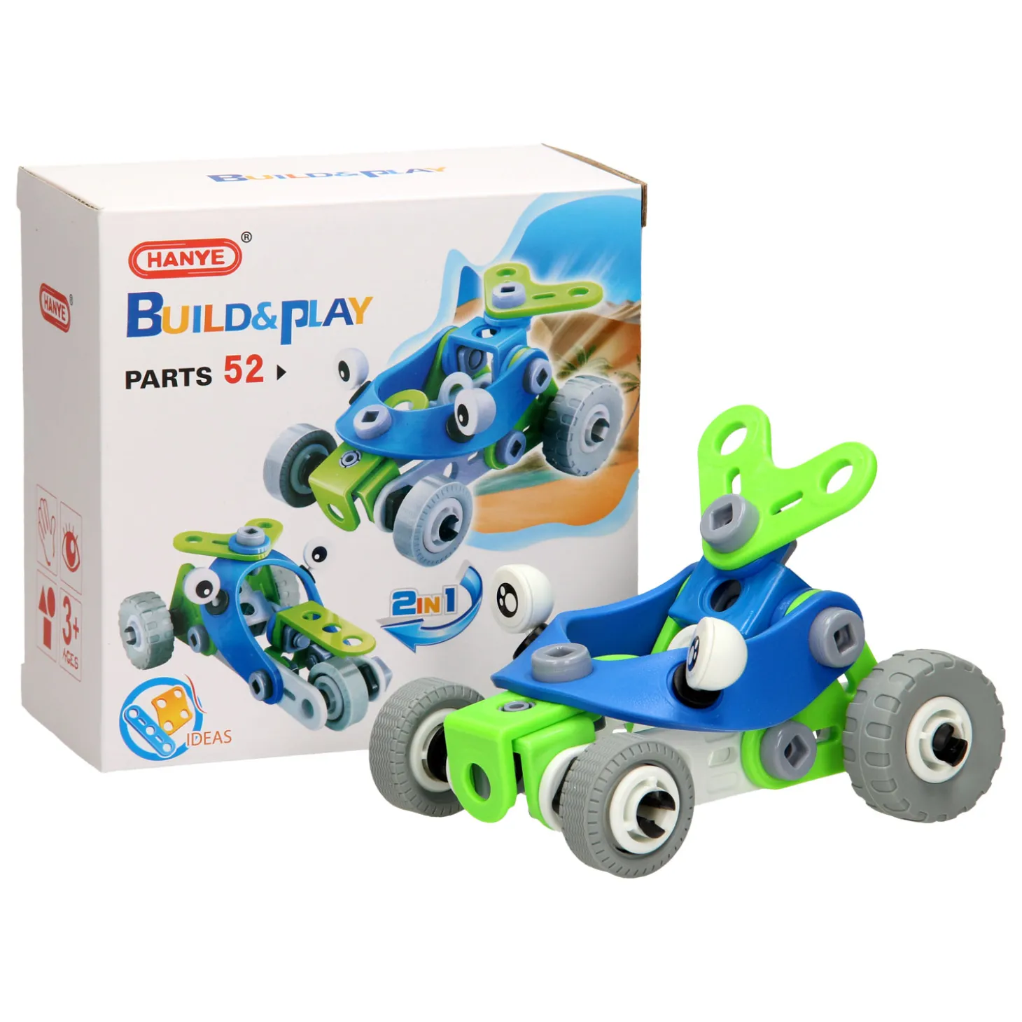 Bouw- en Speelset Racewagens 2in1, 52dlg.