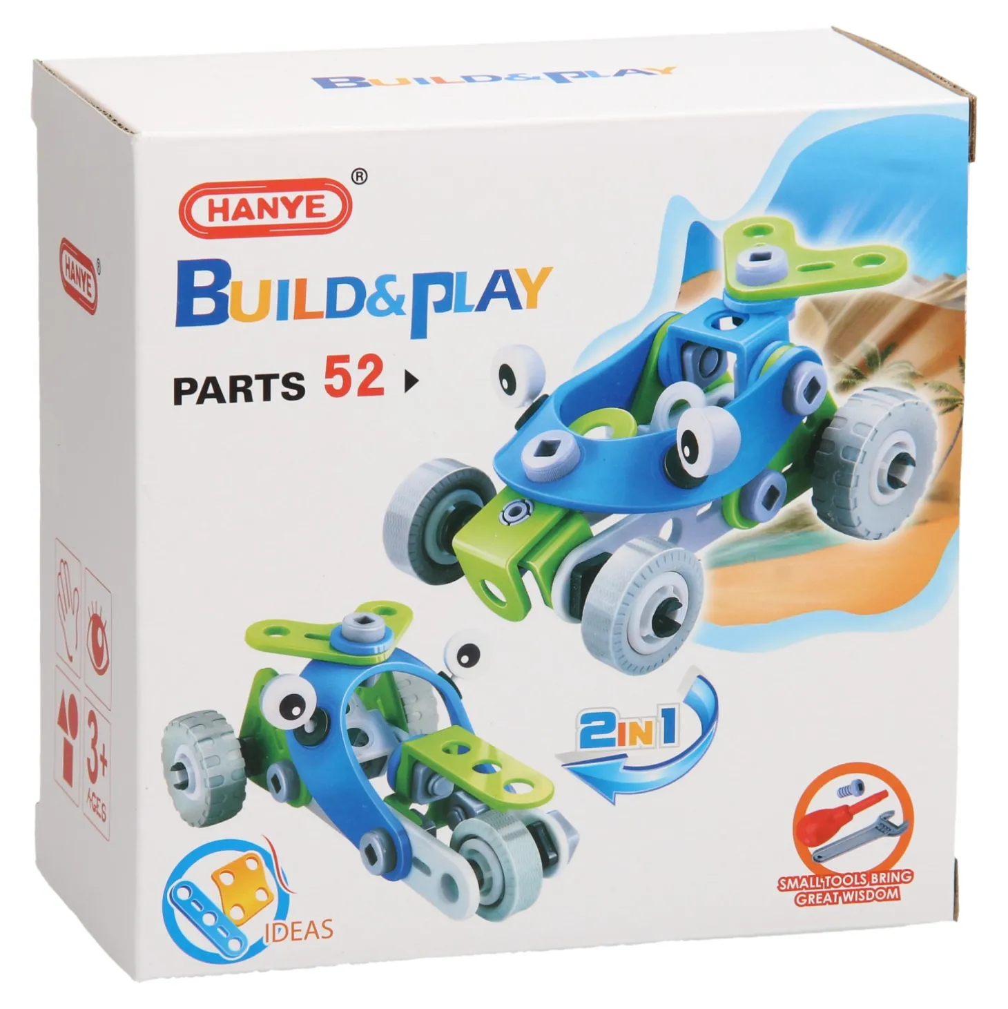 Bouw- en Speelset Racewagens 2in1, 52dlg.