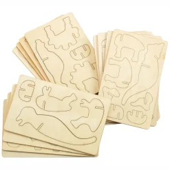 Bouwpakketje Houten 3D Dinosaurus, Set van 4