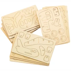 Bouwpakketje Houten 3D Voertuigen, Set van 4