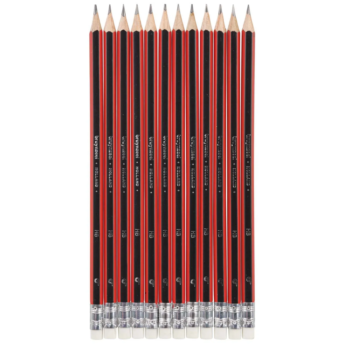 Bruynzeel Hb Zwart-Rood En Gum Grafietpotlood