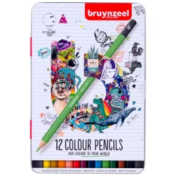 Bruynzeel Kleurpotloden Blik, 12 Kleuren