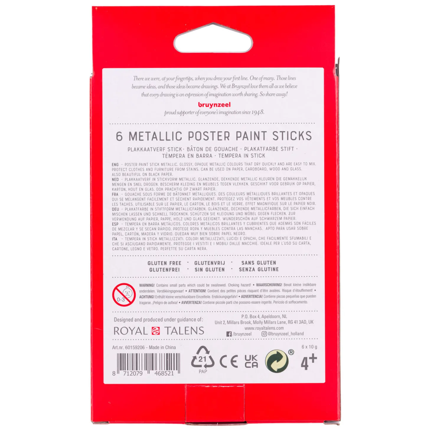 Bruynzeel Plakkaatverf Sticks Metallic, 6st.