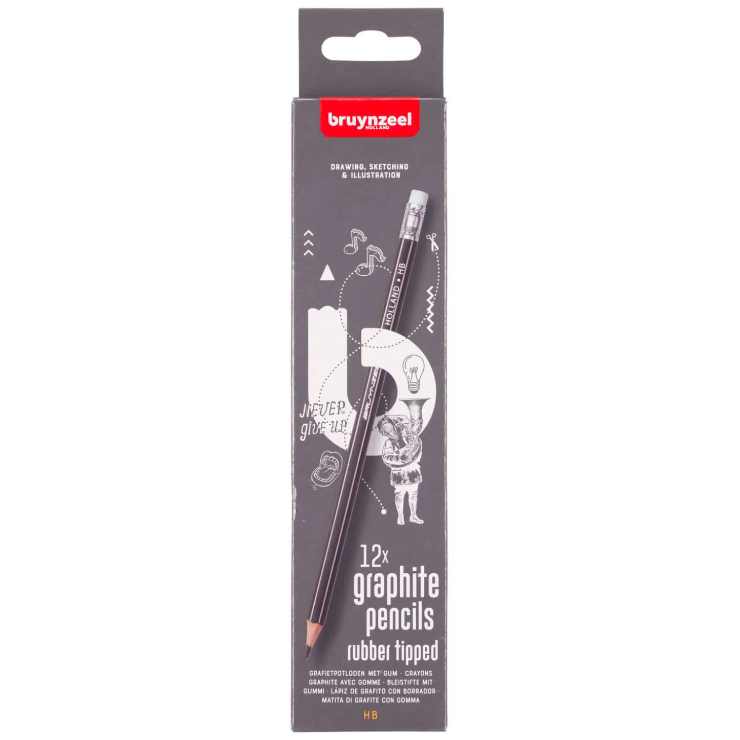 Bruynzeel Teens Hb Grafietpotlood met Gumtip Set 12
