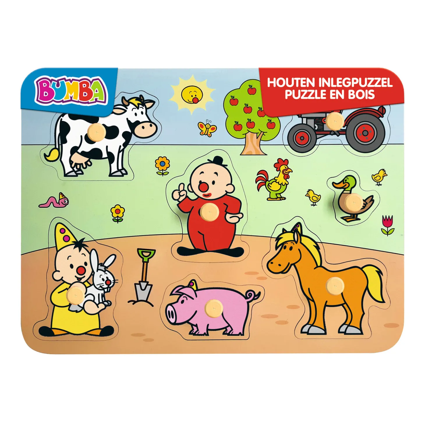 Bumba Houten Noppenpuzzel Boerderij, 7st.