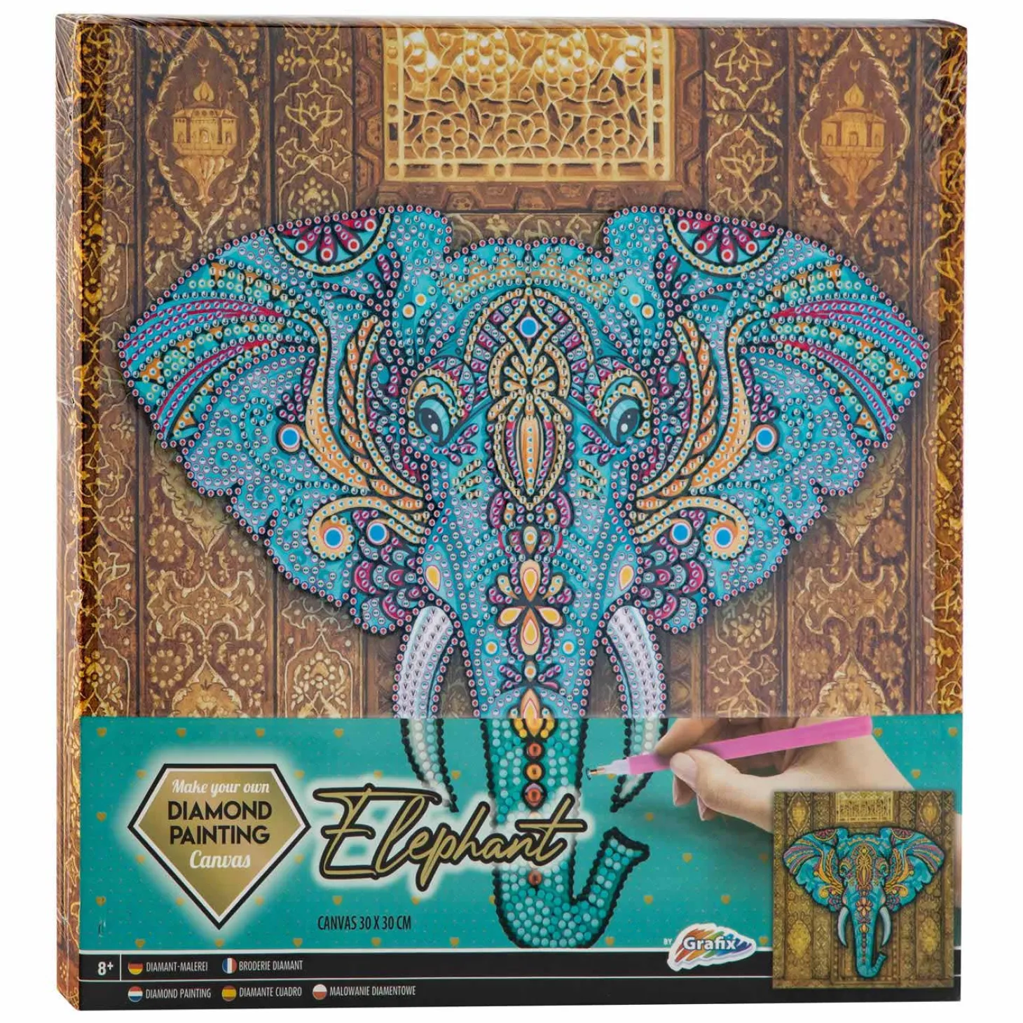 Canvas Diamond Painting Olifant, 30x30cm