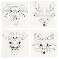 Canvas met Dierenprint, 4st.