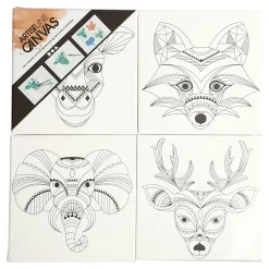 Canvas met Dierenprint, 4st.
