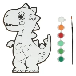 Canvas Schilderen - Dino - incl Penseel en 6 kleuren verf