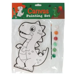 Canvas Schilderen - Dino - incl Penseel en 6 kleuren verf