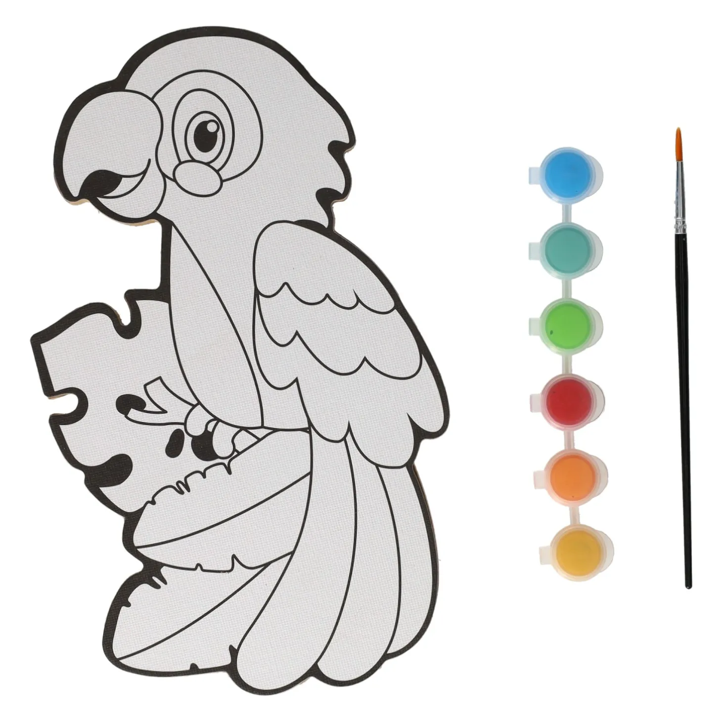 Canvas Schilderen - Papegaai - incl Penseel en 6 kleuren verf