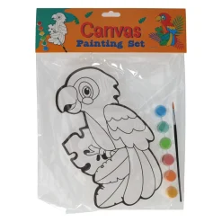 Canvas Schilderen - Papegaai - incl Penseel en 6 kleuren verf