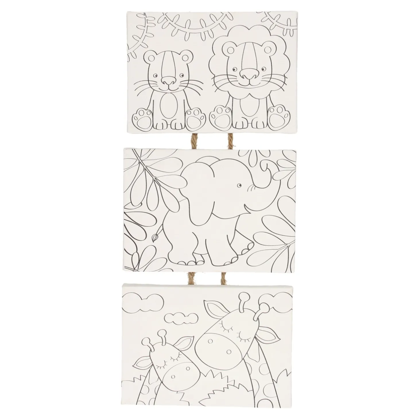 Canvas Schilderset Wilde Dieren, set van 3 stuks