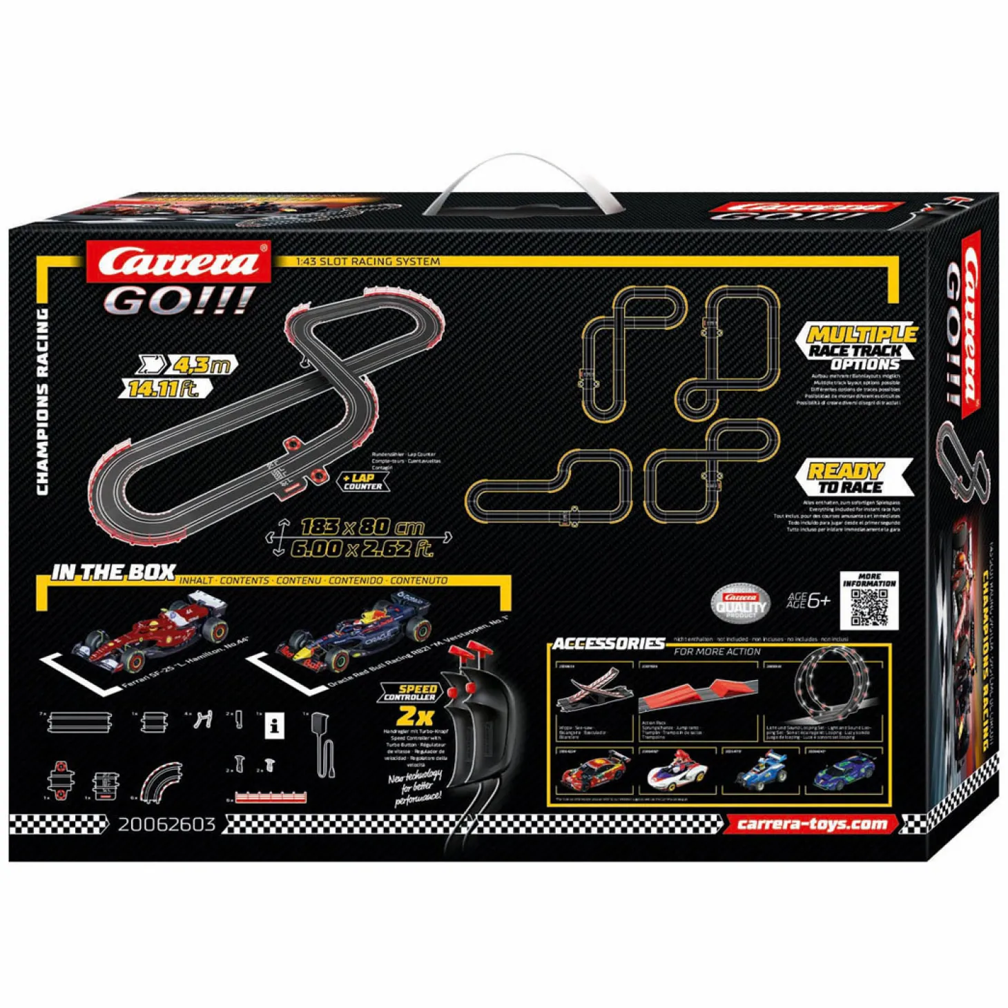 Carrera GO!!! Racebaan - Champion's Racing M. Verstappen No.1 vs. L. Hamilton No.44