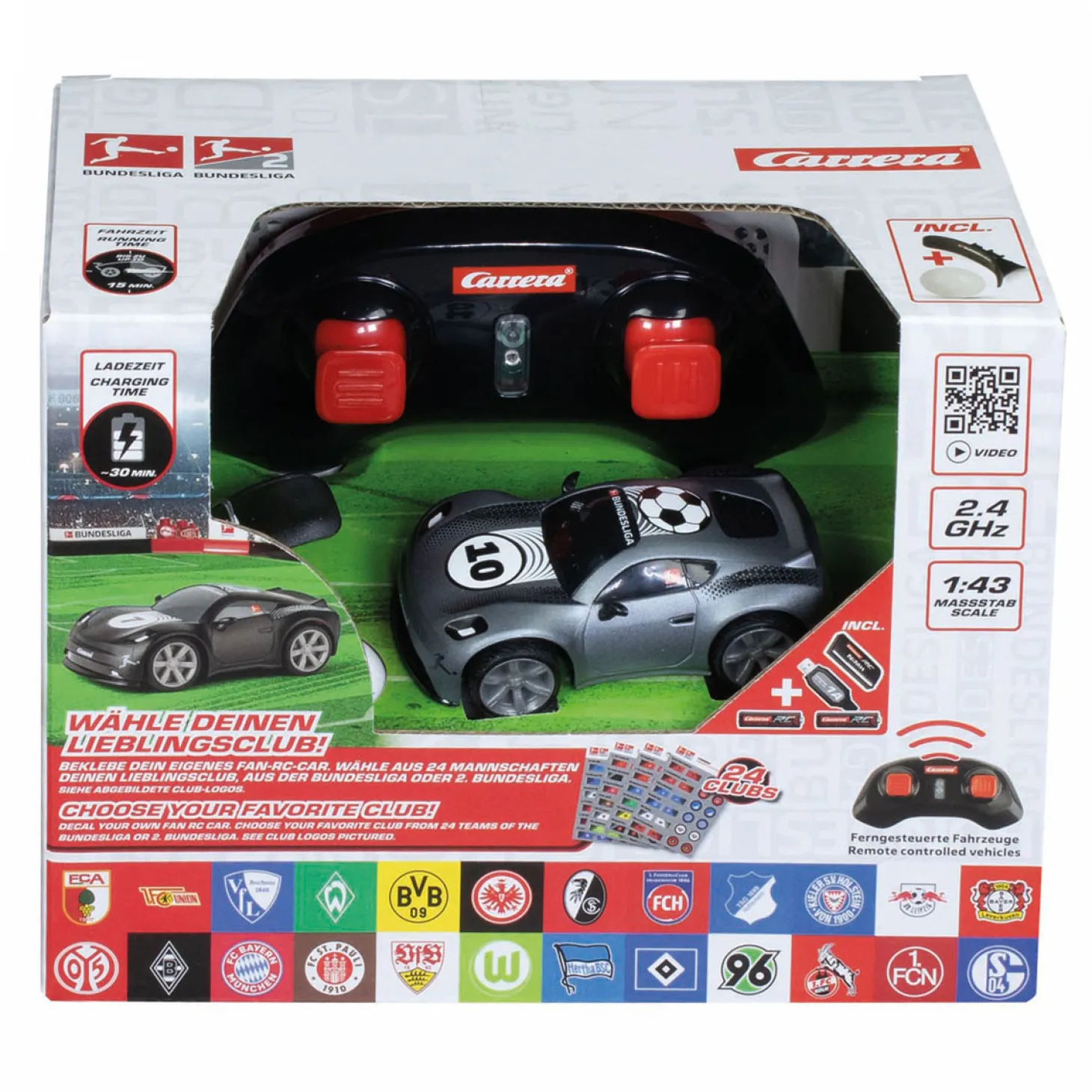 Carrera Mini RC 2,4GHz Bundesliga 1:43 - Grijs