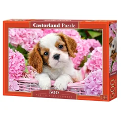 Castorland Legpuzzel Pup in pink flowers, 500st.