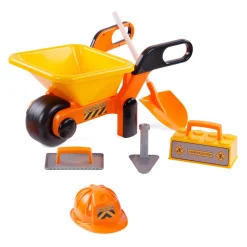 Cavallino Kruiwagen Geel met Gereedschap en Helm, 6dlg.