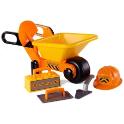 Cavallino Kruiwagen Geel met Gereedschap en Helm, 6dlg.