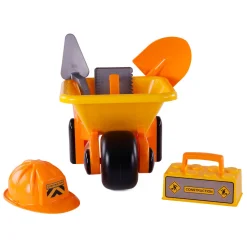 Cavallino Kruiwagen Geel met Gereedschap en Helm, 6dlg.