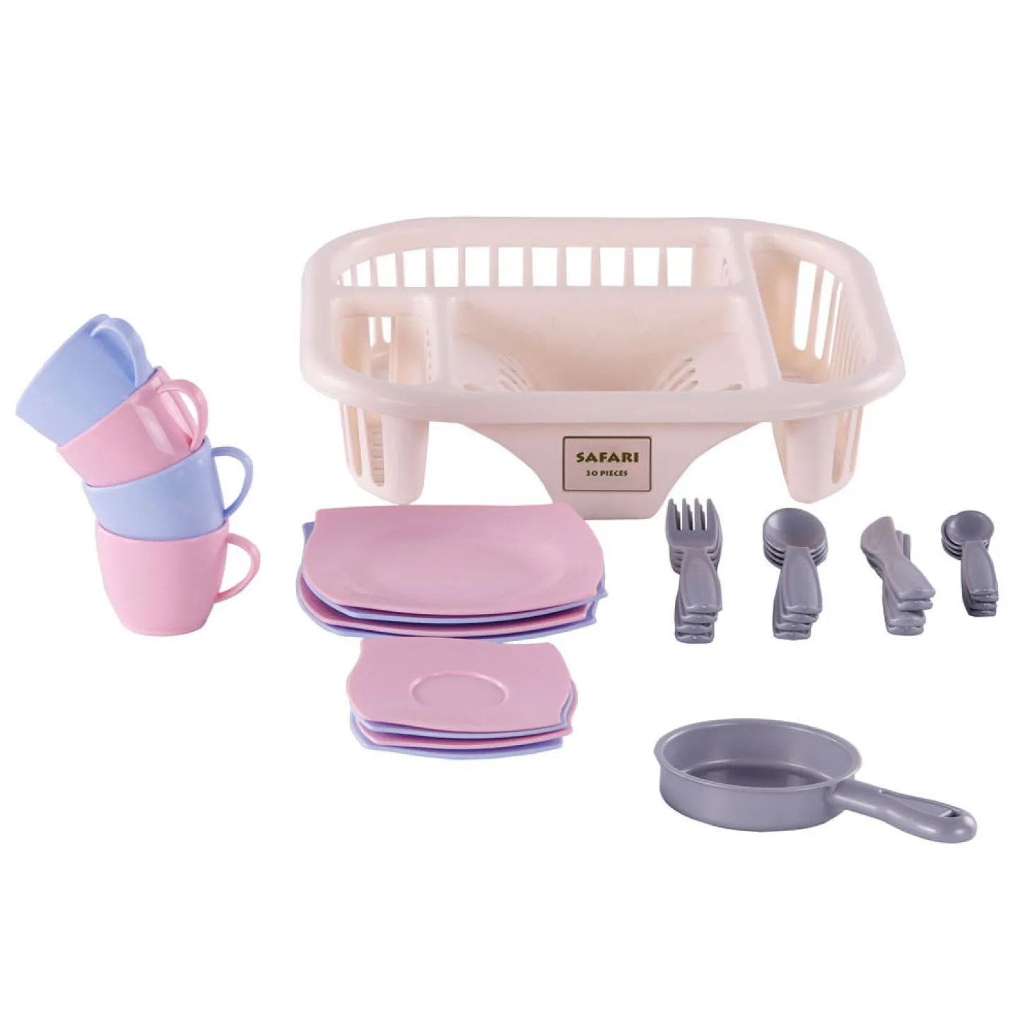 Cavallino Servies met Afwasrek Roze, 30dlg.