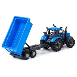 Cavallino Tractor met Kiepwagen Aanhangwagen Blauw, Schaal 1:32