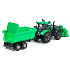 Cavallino Tractor met Lader en Aanhang Kiepwagen Groen, Schaal 1:32