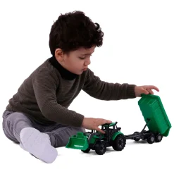 Cavallino Tractor met Lader en Aanhang Kiepwagen Groen, Schaal 1:32