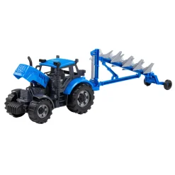 Cavallino Tractor met Ploeg Blauw, Schaal 1:32