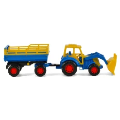 Cavallino Tractor met Voorlader en Aanhanger Blauw