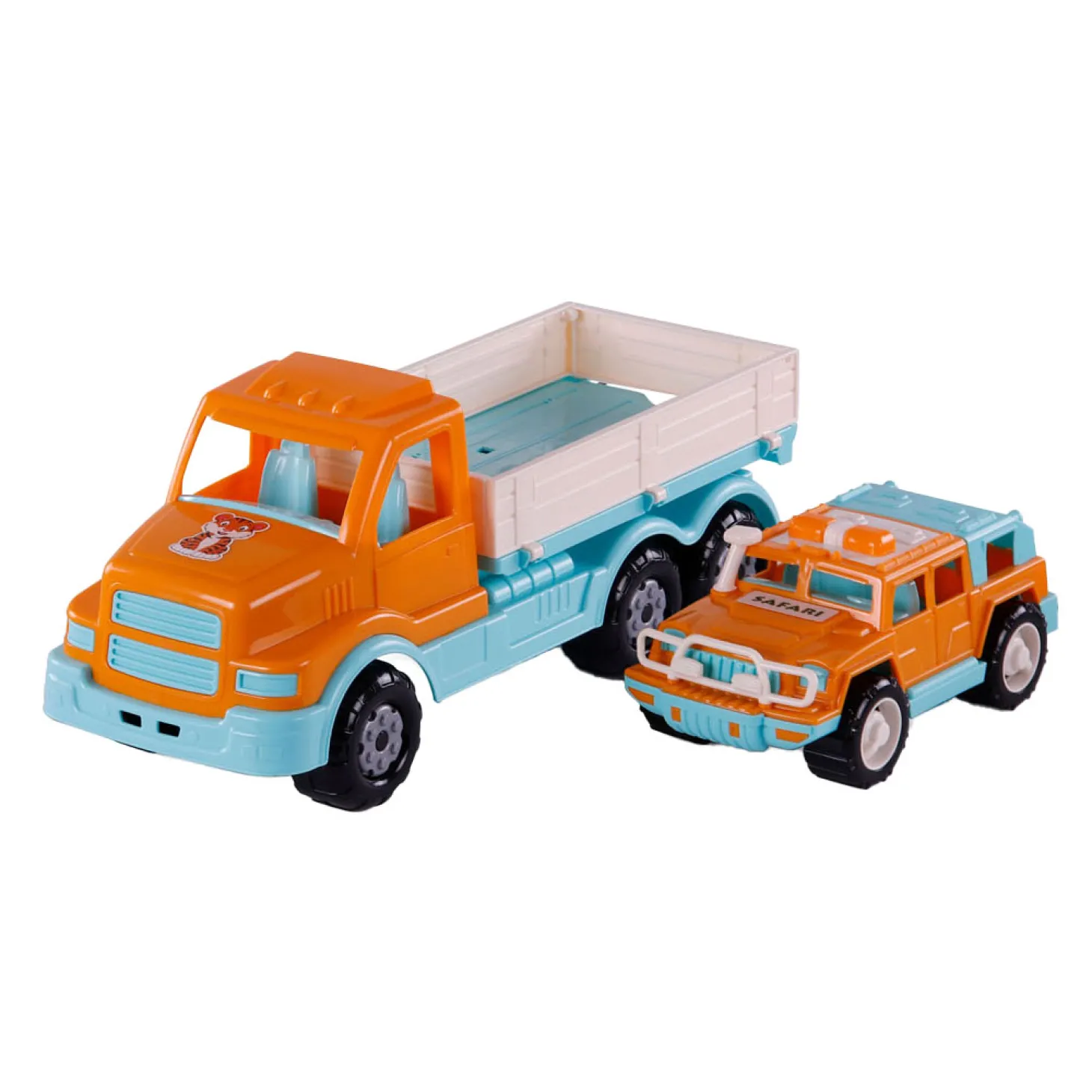 Cavallino XL Torpedo Vrachtwagen met Survival Jeep Oranje, 44,5cm