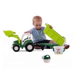 Cavallino XL Tractor Groen met Kiep- Aanhangwagen en Emmerset, 9dlg.