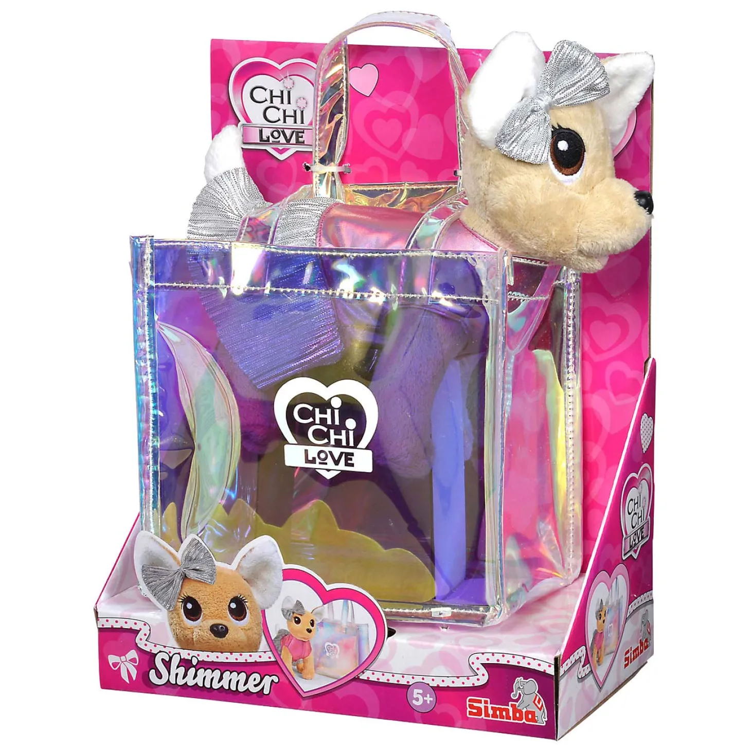 Chi Chi Love Shimmer Knuffelhond in Tas