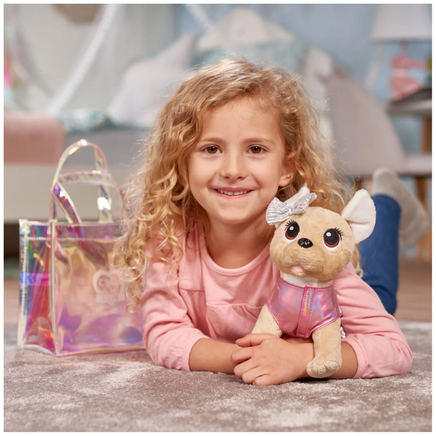 Chi Chi Love Shimmer Knuffelhond in Tas