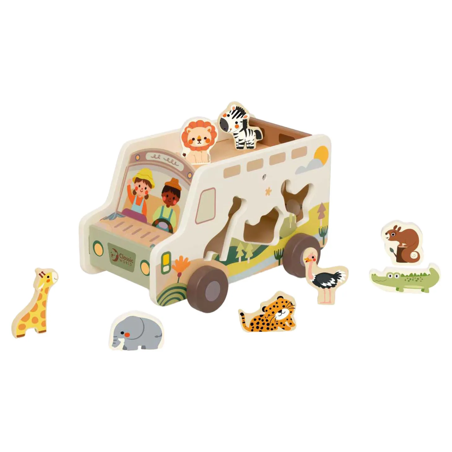 Classic World Houten Avonturen Safari Auto Vormenstoof, 9dlg.